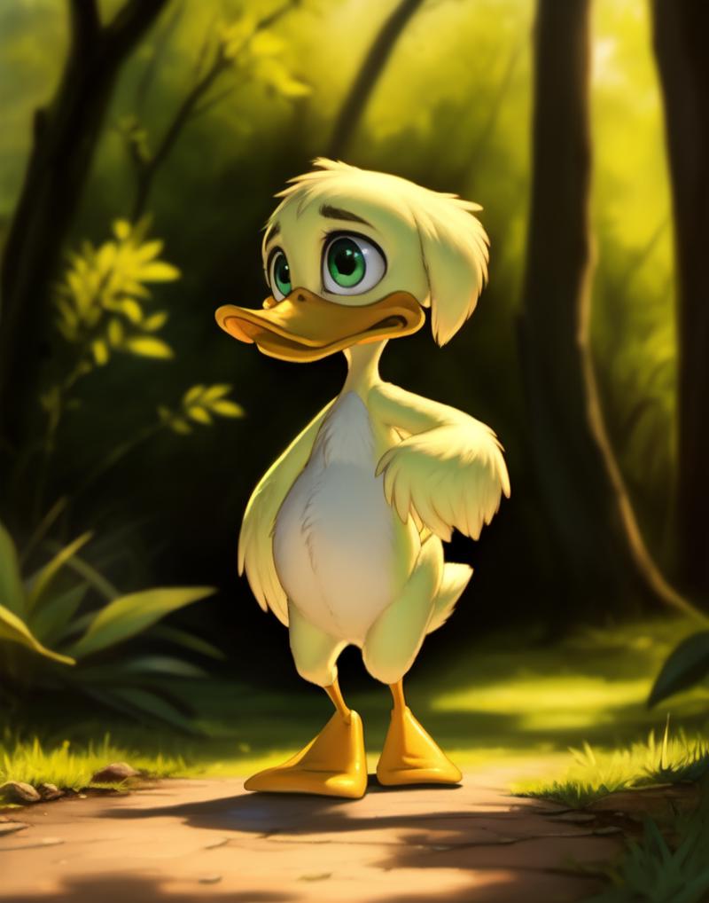 00146-237052463-cinematic film still  _lora_SissyDuckling_0.85_  SissyDuckling,  green eyes,  naced,   (chibi, Duck)  (walking )_Male, Detailed.png